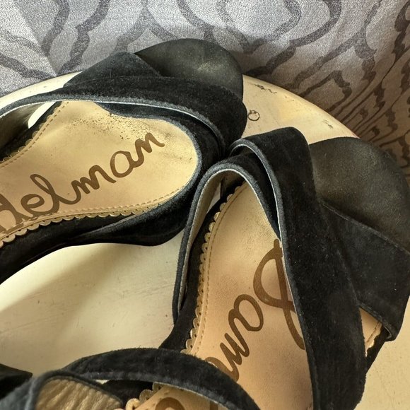 Sam Edelman Mara Velvet Platform Sandal Size 8 Heel Suede - Picture 10 of 11